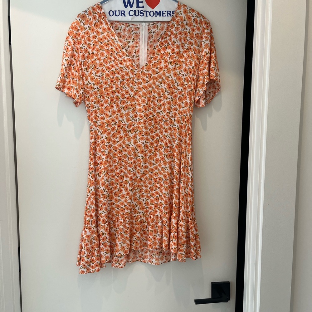 Floral Orange and White Dress